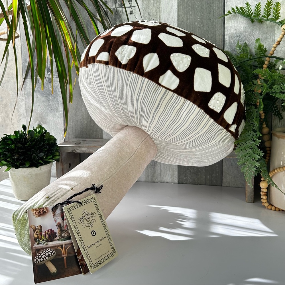 🌴 Cool John Darian Soft Beaded Brown & White Mushroom Decorative Pillow |Target